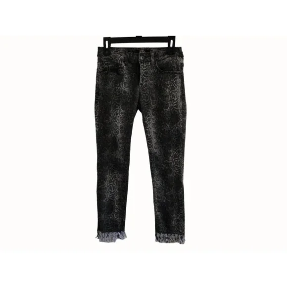 Lucky & Blessed Womens Jean Ankle Skinny Fringe Hem Gray & Black Size 4 - Picture 10 of 11